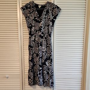 J. Crew Black and White Tiered Midi Dress